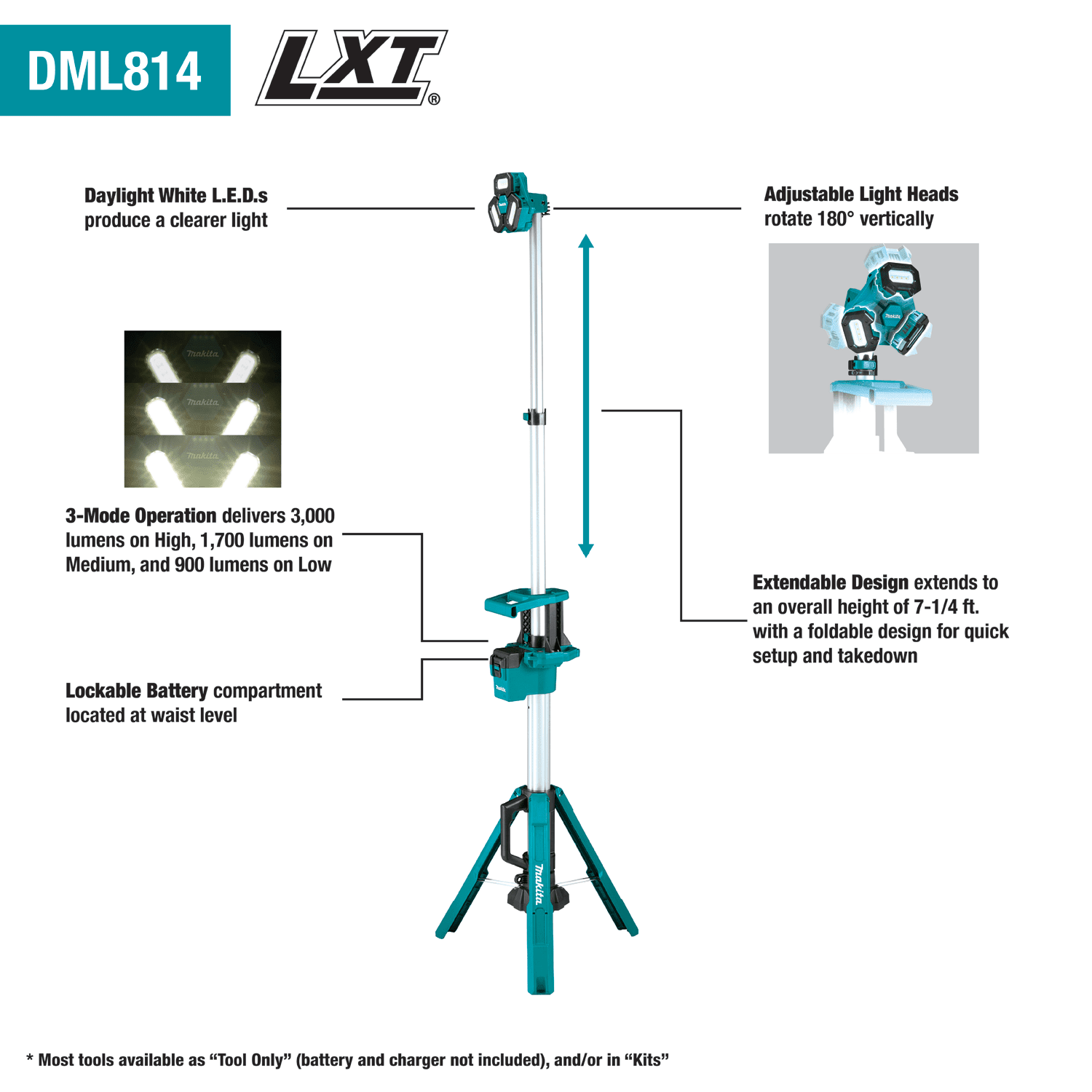 MAKITA 18V LXT Lithium-Ion Cordless Multi-Directional Tower Light 2 MAKITA 18V LXT Lithium-Ion Cordless Multi-Directional Tower Light - Image 2