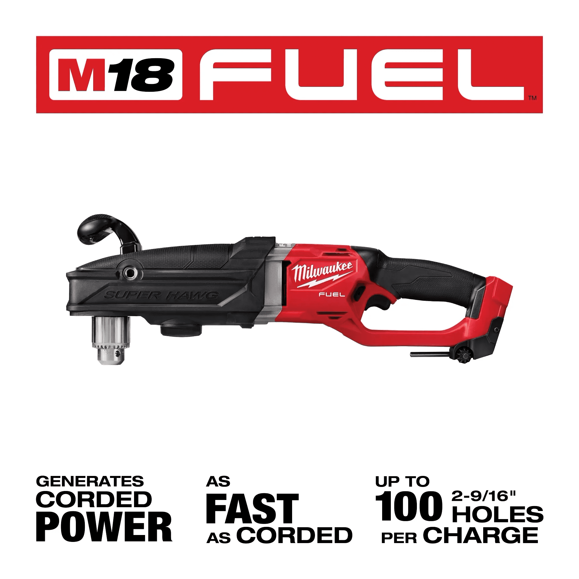 MILWAUKEE M18 FUEL SUPER HAWG 1/2" Right Angle Drill 2 MILWAUKEE M18 FUEL SUPER HAWG 1/2" Right Angle Drill - Image 2