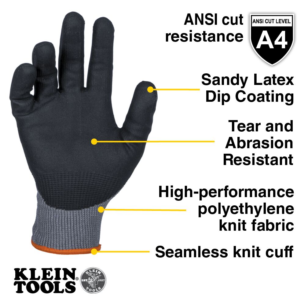 KLEIN TOOLS Winter Knit Dipped Gloves, Cut Level A4 5 KLEIN TOOLS Winter Knit Dipped Gloves, Cut Level A4 - Image 5