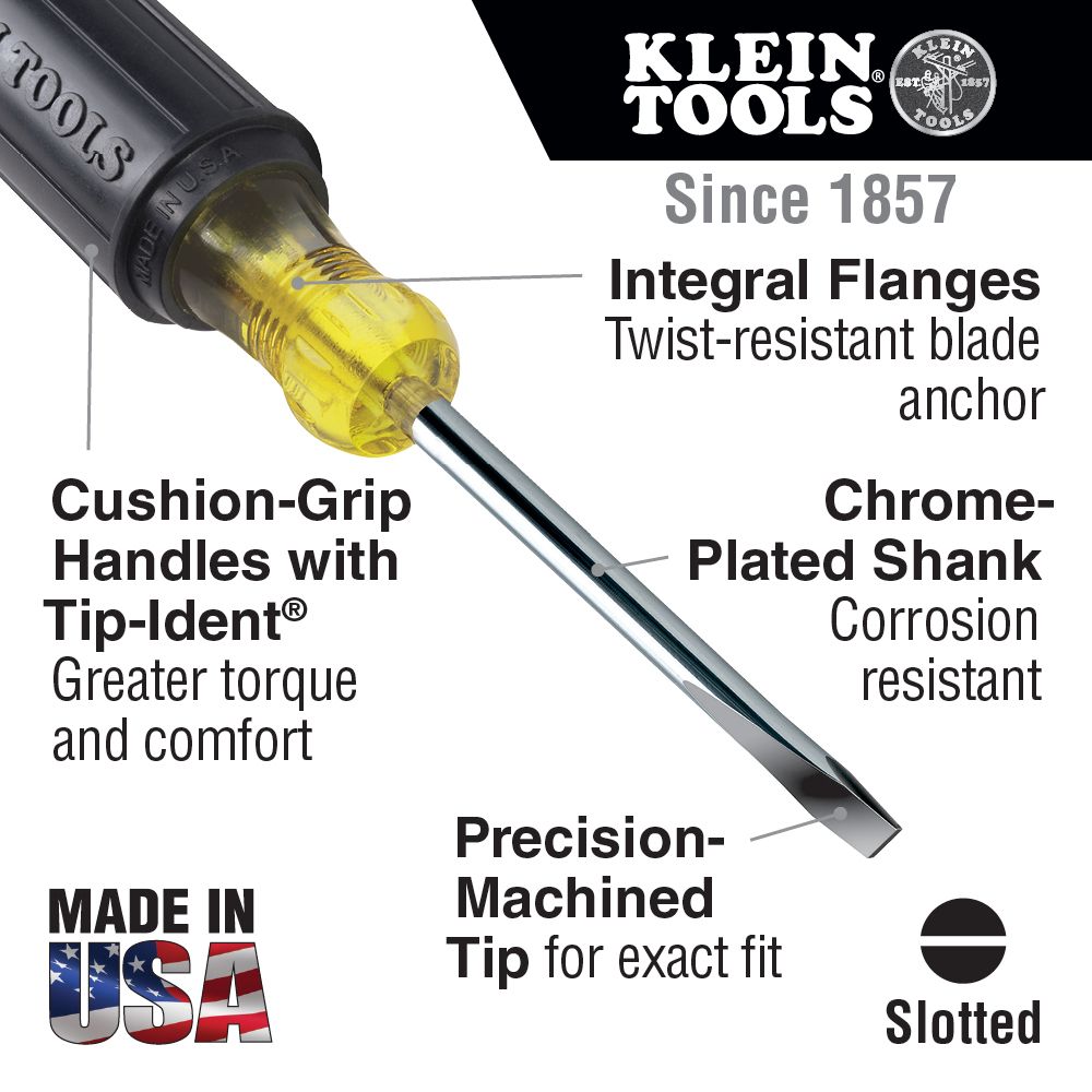 KLEIN TOOLS Keystone Tip Screwdriver (Square Shank) 2 KLEIN TOOLS Keystone Tip Screwdriver (Square Shank) - Image 2