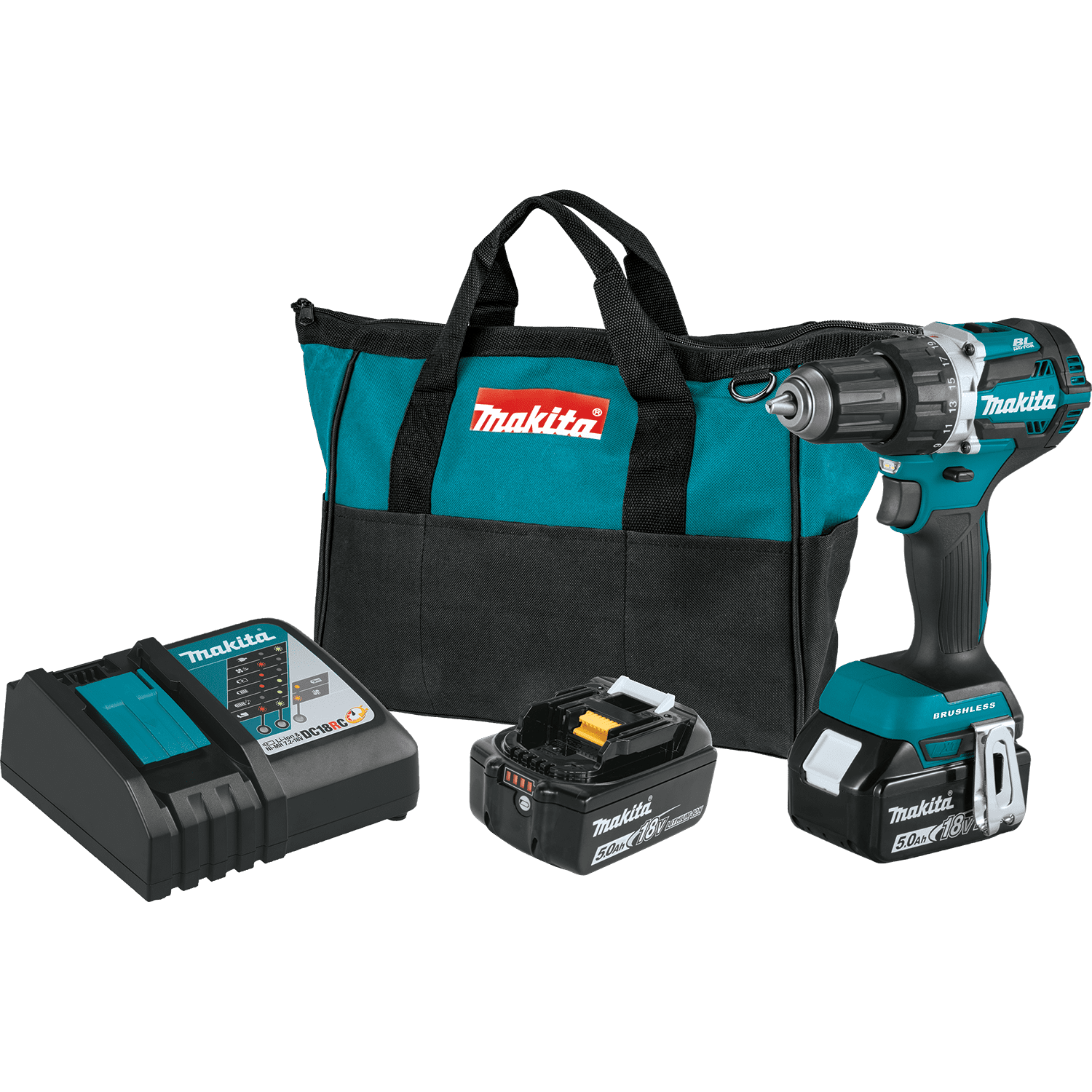 MAKITA 18V LXT Li-Ion Compact Brushless Cordless 1/2" Driver-Drill Kit (5.0Ah) 1 Makita Driver-Drill Kit