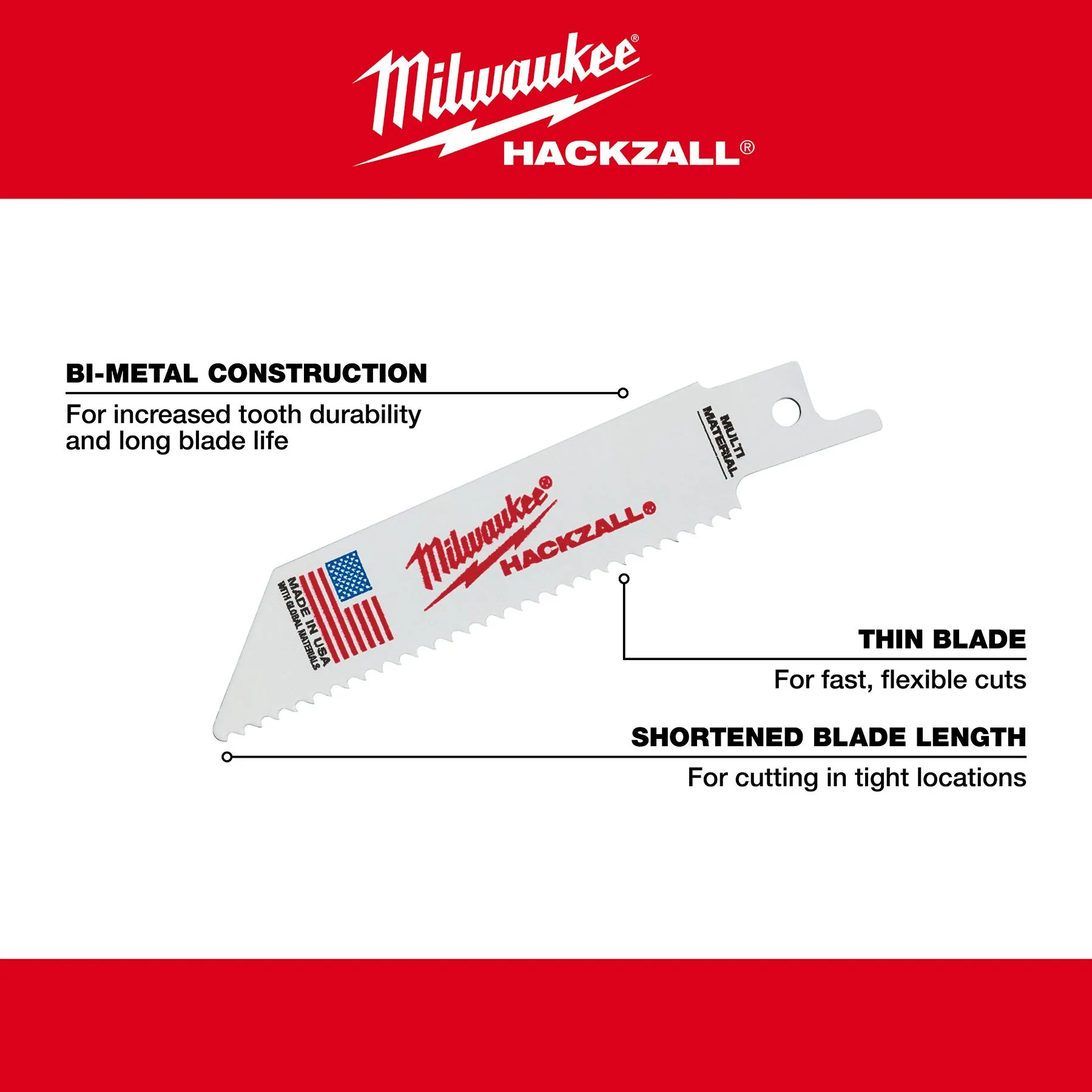 MILWAUKEE HACKZALL Blades, 4" 5 pk 2 MILWAUKEE HACKZALL Blades, 4" 5 pk - Image 2
