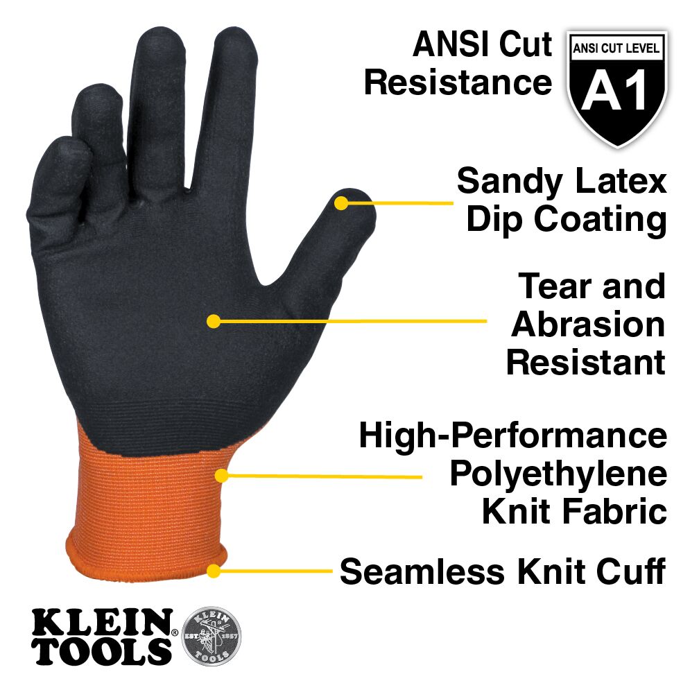 KLEIN TOOLS Winter Knit Dipped Gloves, Cut Level A1 4 KLEIN TOOLS Winter Knit Dipped Gloves, Cut Level A1 - Image 4