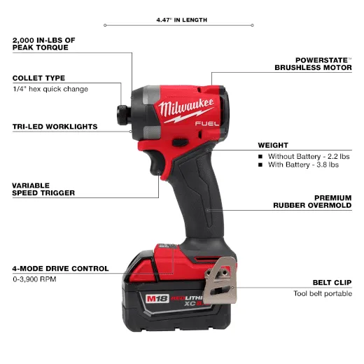 Milwaukee M18 FUEL™ 1/4" HEX IMPACT DRIVER KIT 2 Milwaukee M18 FUEL™ 1/4" HEX IMPACT DRIVER KIT - Image 2