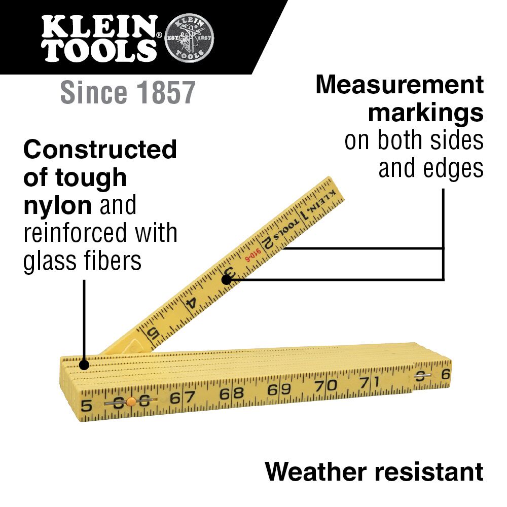 KLEIN TOOLS Fiberglass Folding Rule, Inside Reading 4 KLEIN TOOLS Fiberglass Folding Rule, Inside Reading - Image 4