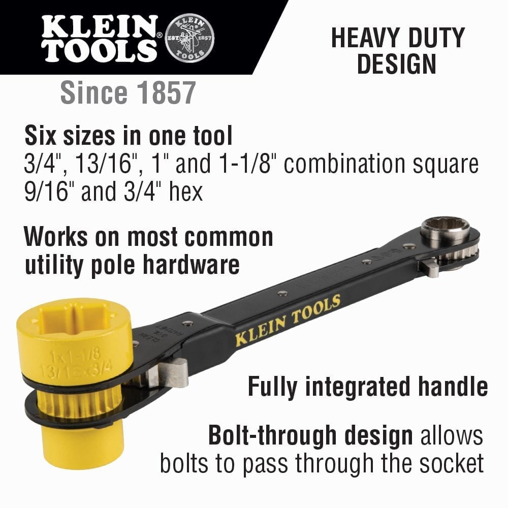 KLEIN TOOLS 6-IN-1 Heavy Duty Lineman's Wrench 2 KLEIN TOOLS 6-IN-1 Heavy Duty Lineman's Wrench - Image 2