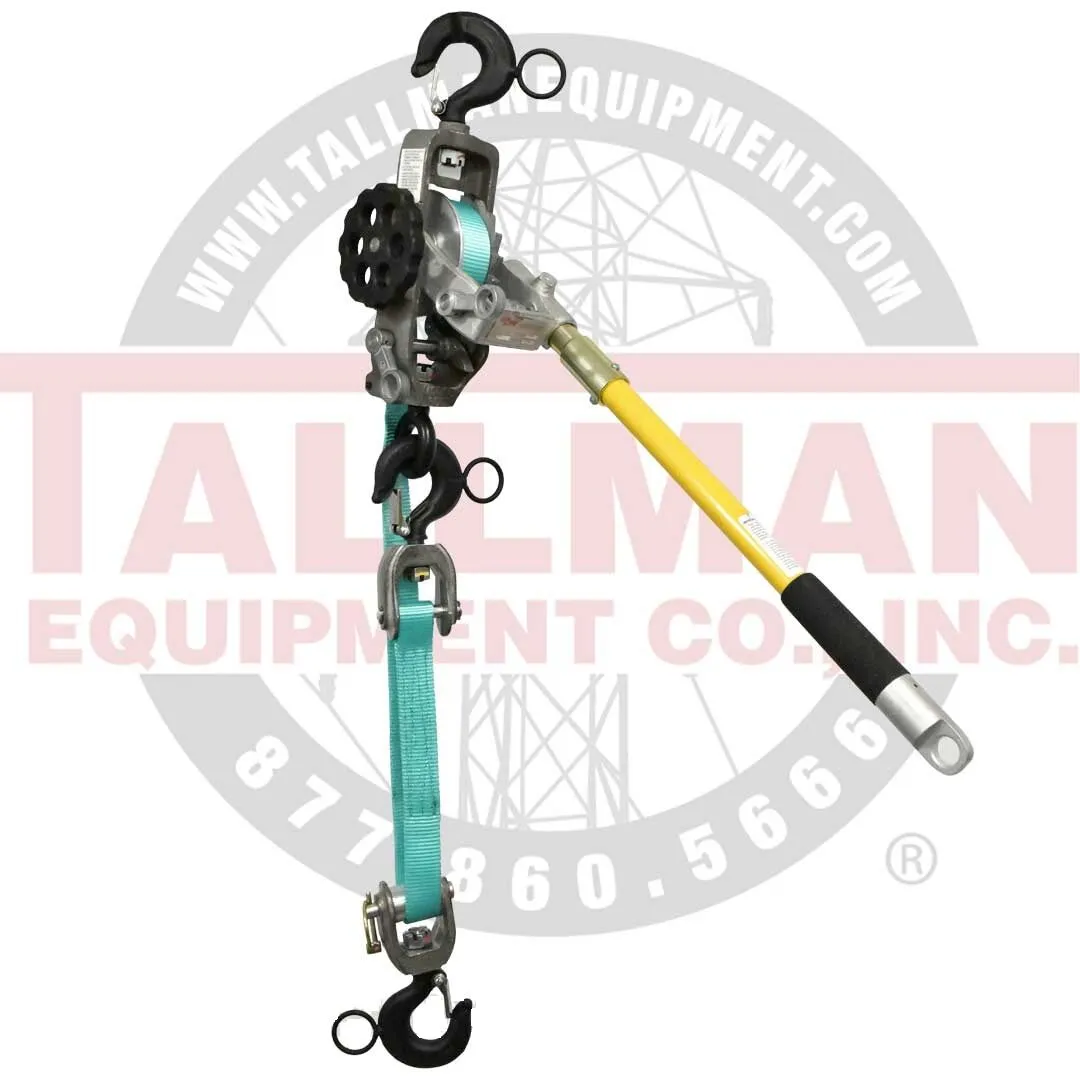 Little Mule Lineman's Strap Hoist w/Hot Stick Ring Hooks 1 strap hoist