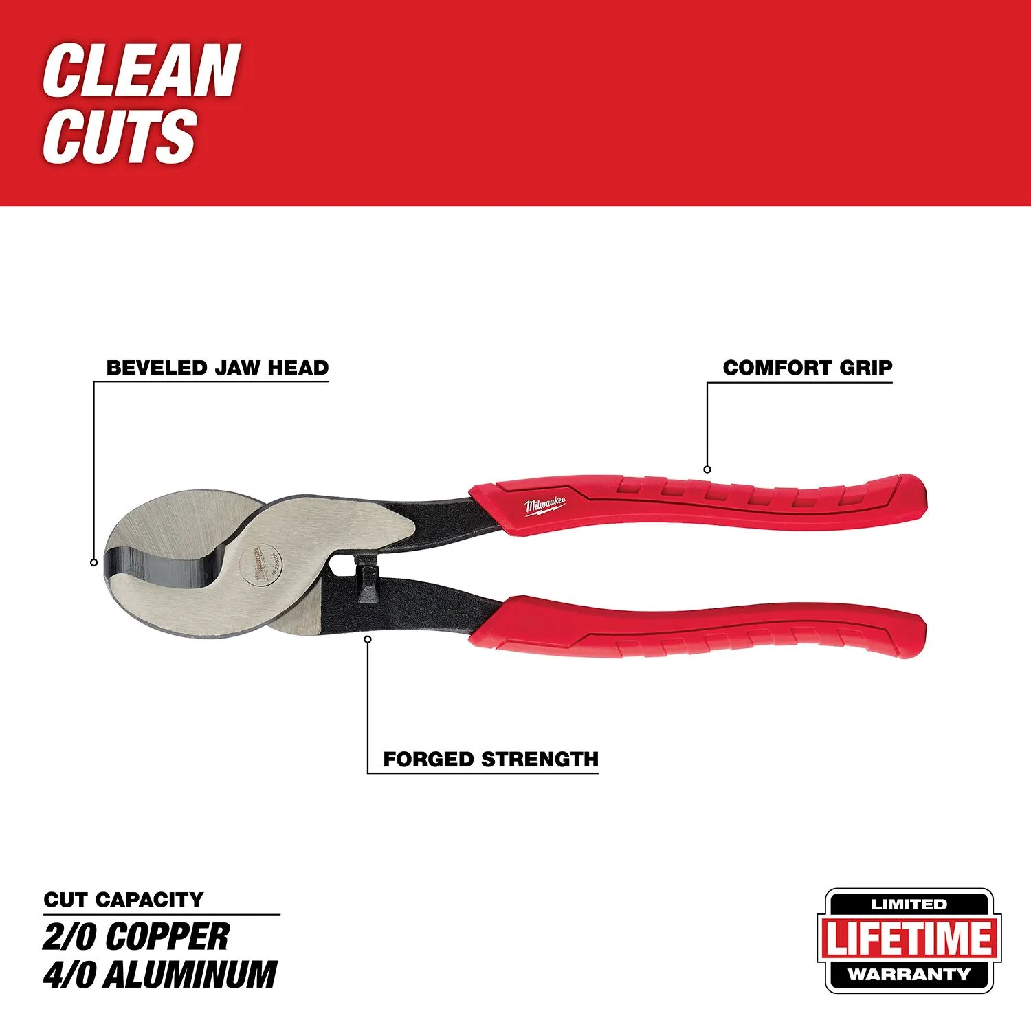 MILWAUKEE Comfort Grip Cable Cutting Pliers 4 MILWAUKEE Comfort Grip Cable Cutting Pliers - Image 4