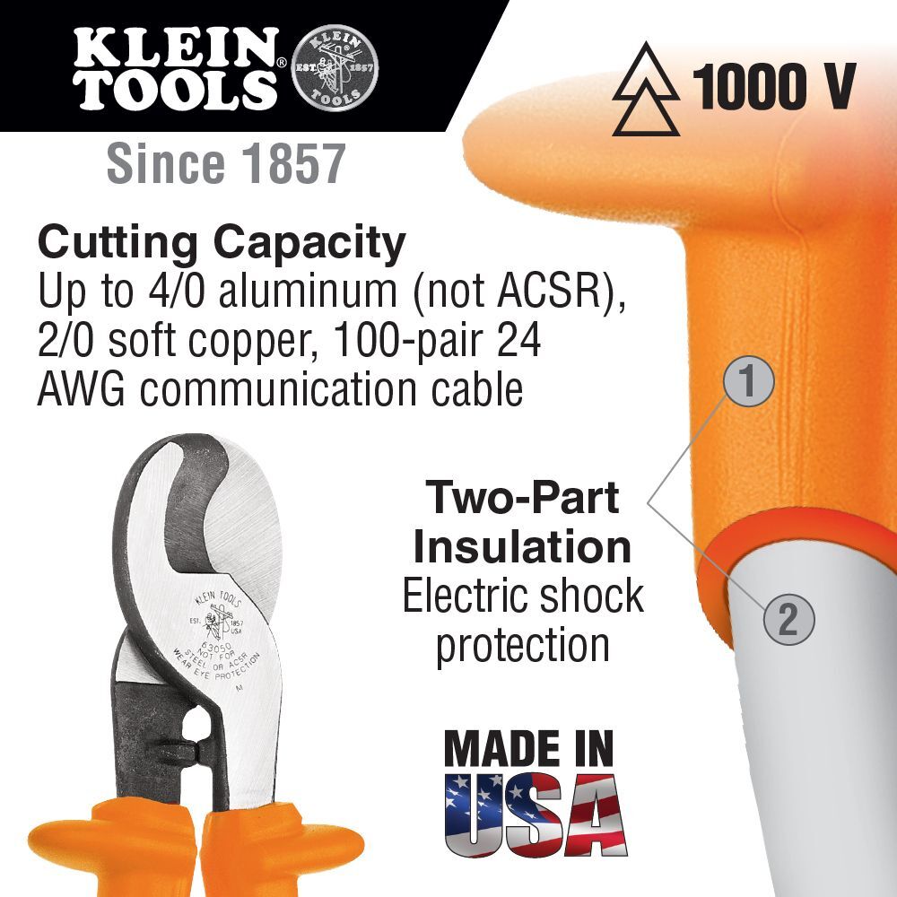 KLEIN TOOLS Cable Cutter, Insulated 2 KLEIN TOOLS Cable Cutter, Insulated - Image 2