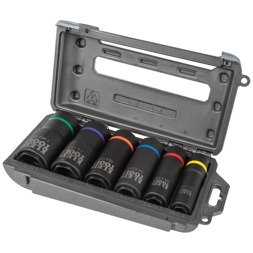 KLEIN TOOLS 2-in-1 Impact Socket Set, 6-Point, 6-Piece 1 Impact Socket Set
