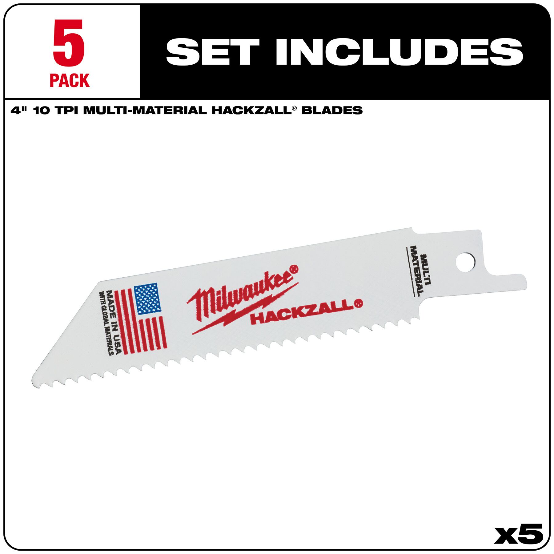 MILWAUKEE HACKZALL Blades, 4" 5 pk 3 MILWAUKEE HACKZALL Blades, 4" 5 pk - Image 3