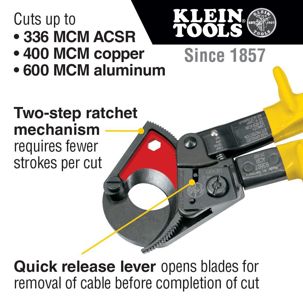 KLEIN TOOLS Ratcheting ACSR Cable Cutter 2 KLEIN TOOLS Ratcheting ACSR Cable Cutter - Image 2