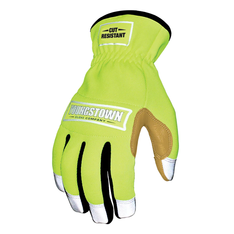 YOUNGSTOWN GLOVE COMPANY Cut Resistant Safety Lime Hybrid Gloves 1 Hybrid Gloves