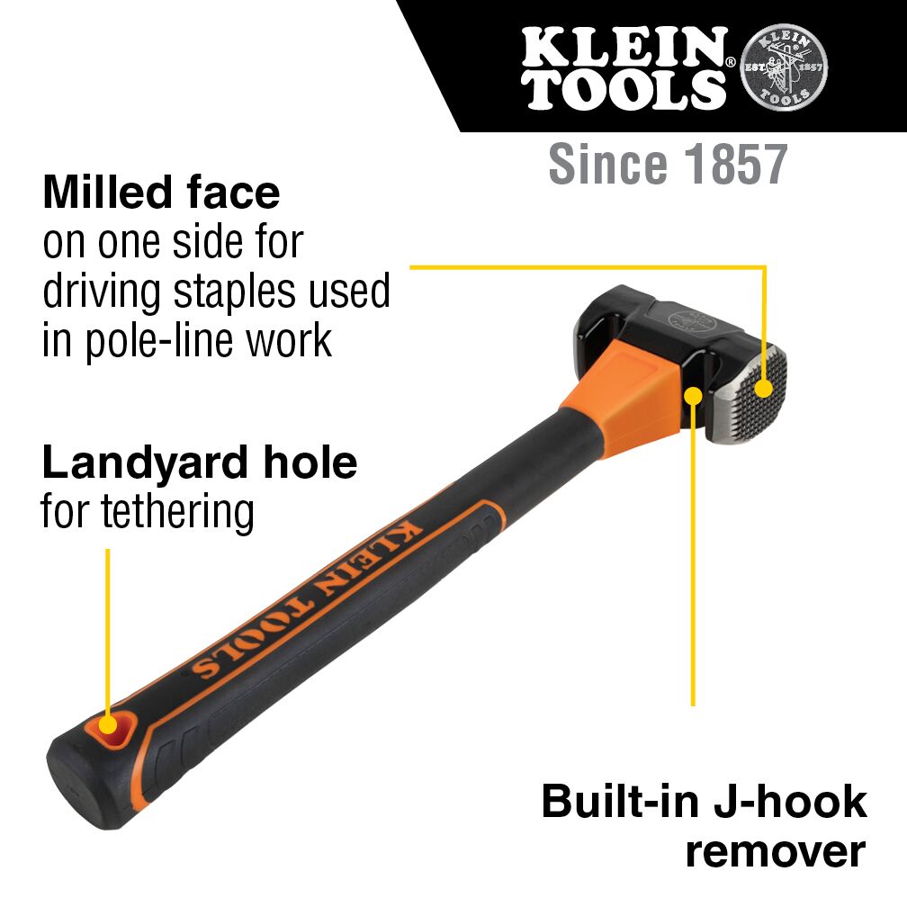 KLEIN TOOLS Lineman's Double-Face Hammer, Milled-Face 2 KLEIN TOOLS Lineman's Double-Face Hammer, Milled-Face - Image 2