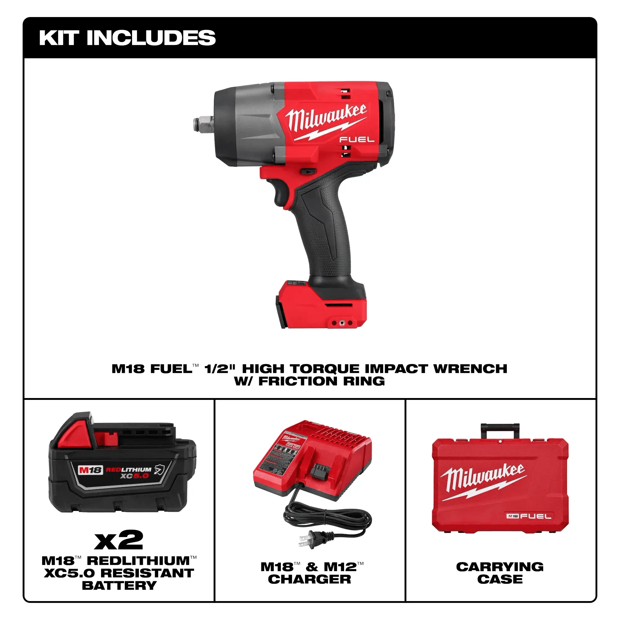 MILWAUKEE M18 FUEL High Torque 1/2" Impact Wrench with Friction Ring 4 MILWAUKEE M18 FUEL High Torque 1/2" Impact Wrench with Friction Ring - Image 4
