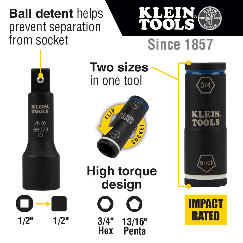 KLEIN TOOLS 2-in-1 Penta/Hex Flip Socket w/Adapter 6 KLEIN TOOLS 2-in-1 Penta/Hex Flip Socket w/Adapter - Image 6
