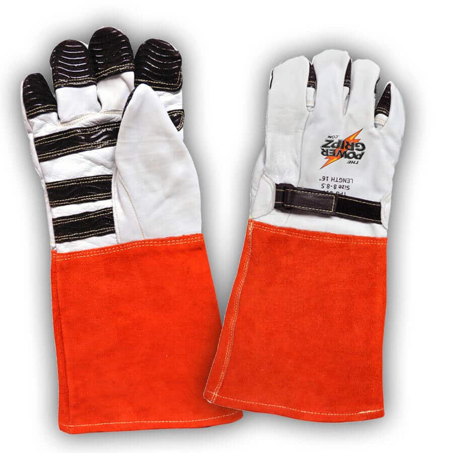 POWER GRIPZ Standard High-Voltage Leather Protector Gloves, 16" 1 Leather Protector Gloves