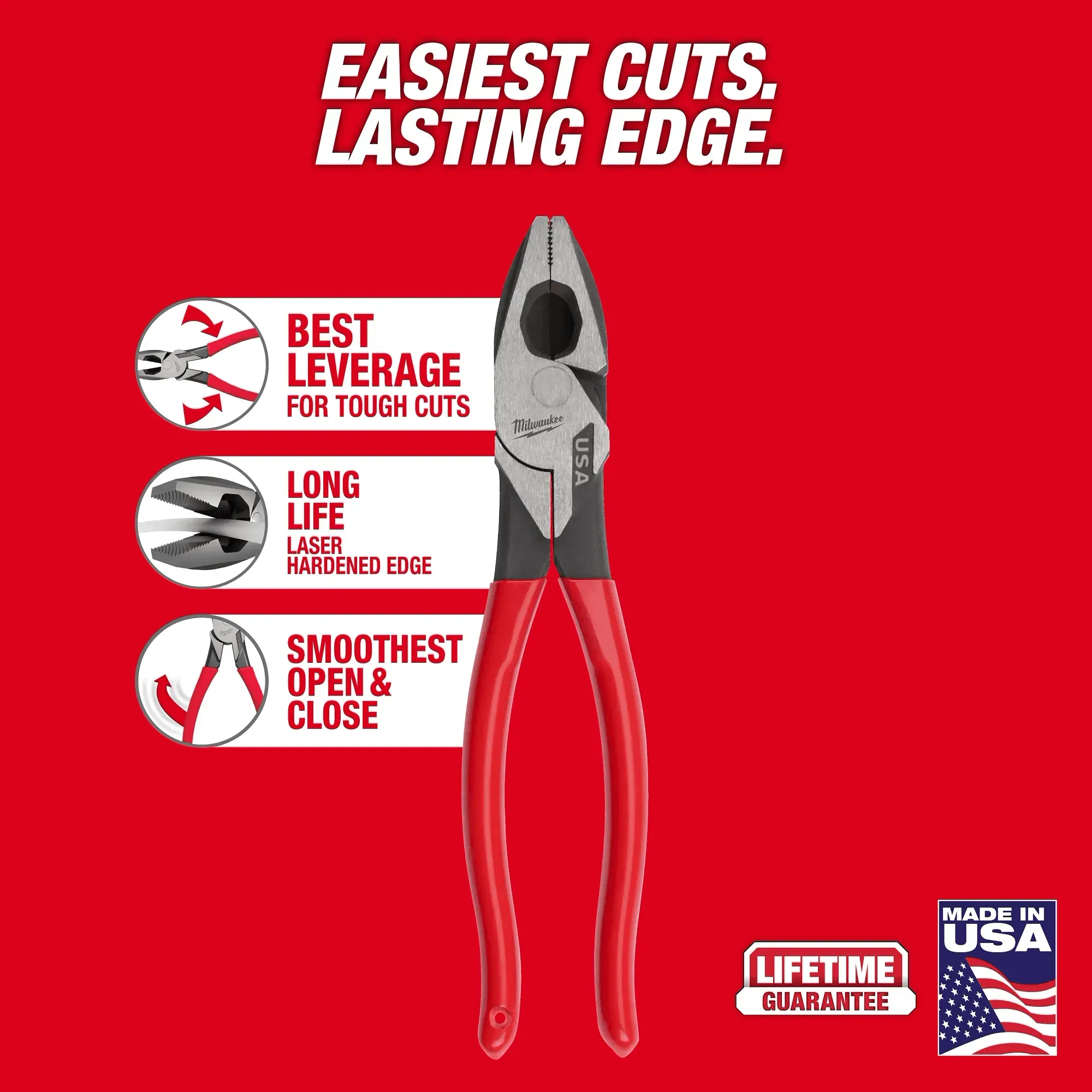 MILWAUKEE 9" Lineman's Dipped Grip Pliers 2 MILWAUKEE 9" Lineman's Dipped Grip Pliers - Image 2