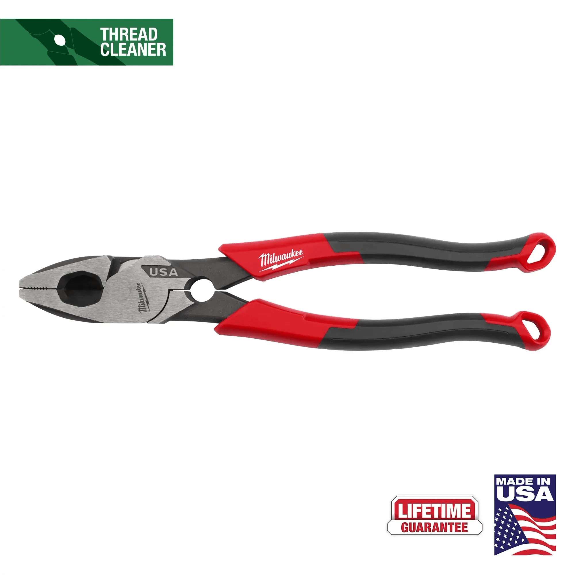 MILWAUKEE 9" Lineman's Comfort Grip Pliers w/ Thread Cleaner 1 Lineman's Pliers