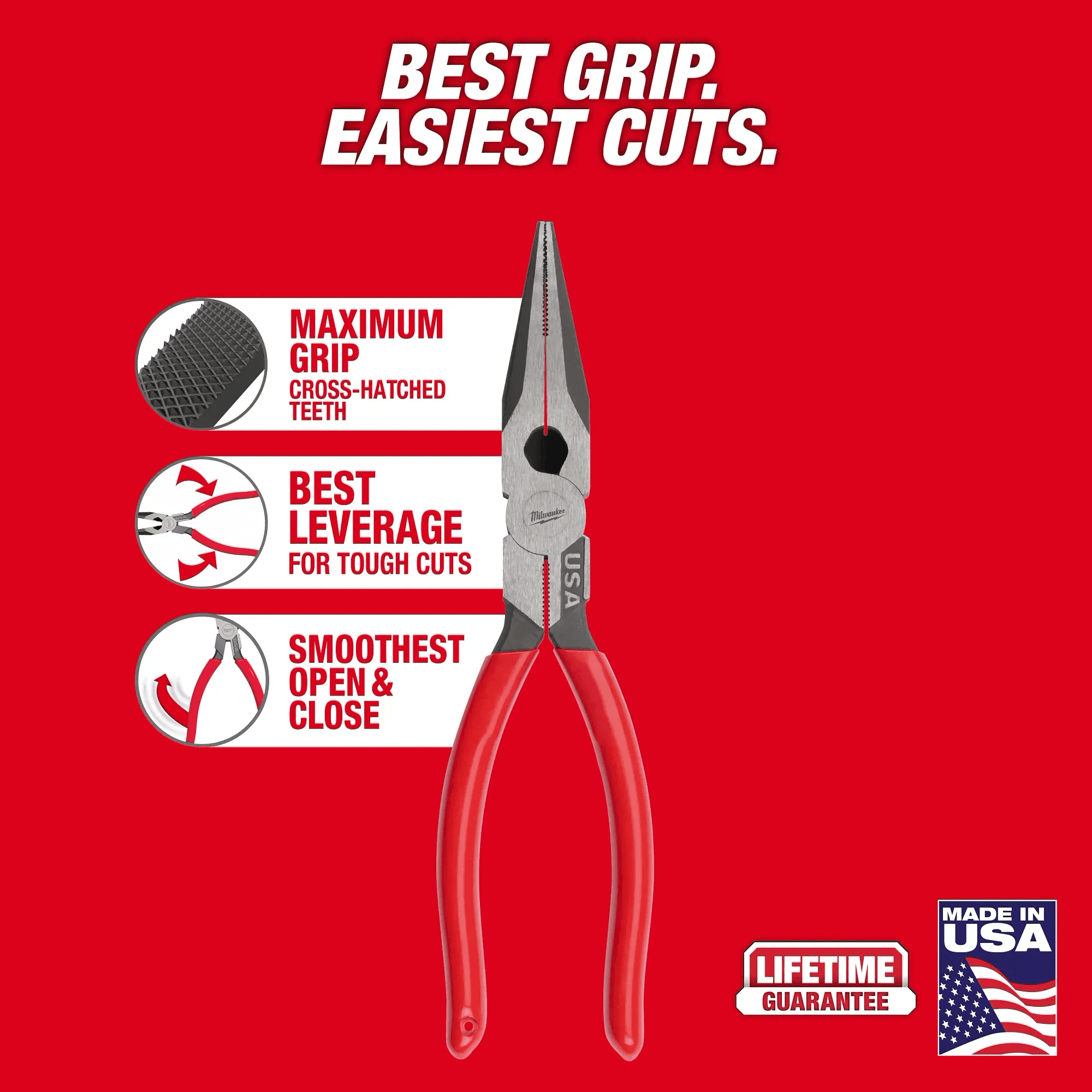 MILWAUKEE 8" Long Nose Dipped Grip Pliers 2 MILWAUKEE 8" Long Nose Dipped Grip Pliers - Image 2