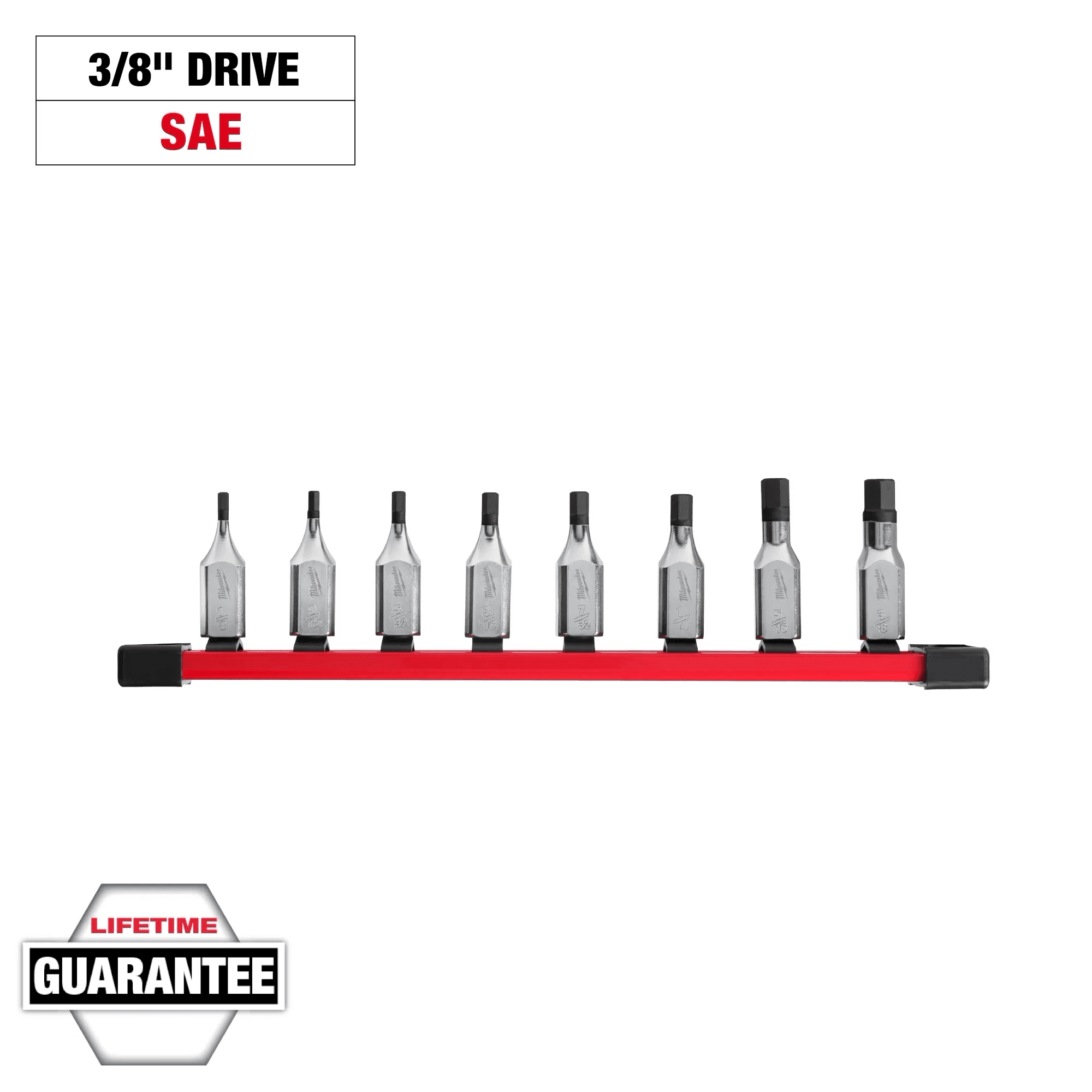 MILWAUKEE 8pc 3/8" Drive Hex Bit Socket Set - SAE 1 Hex Bit Socket Set