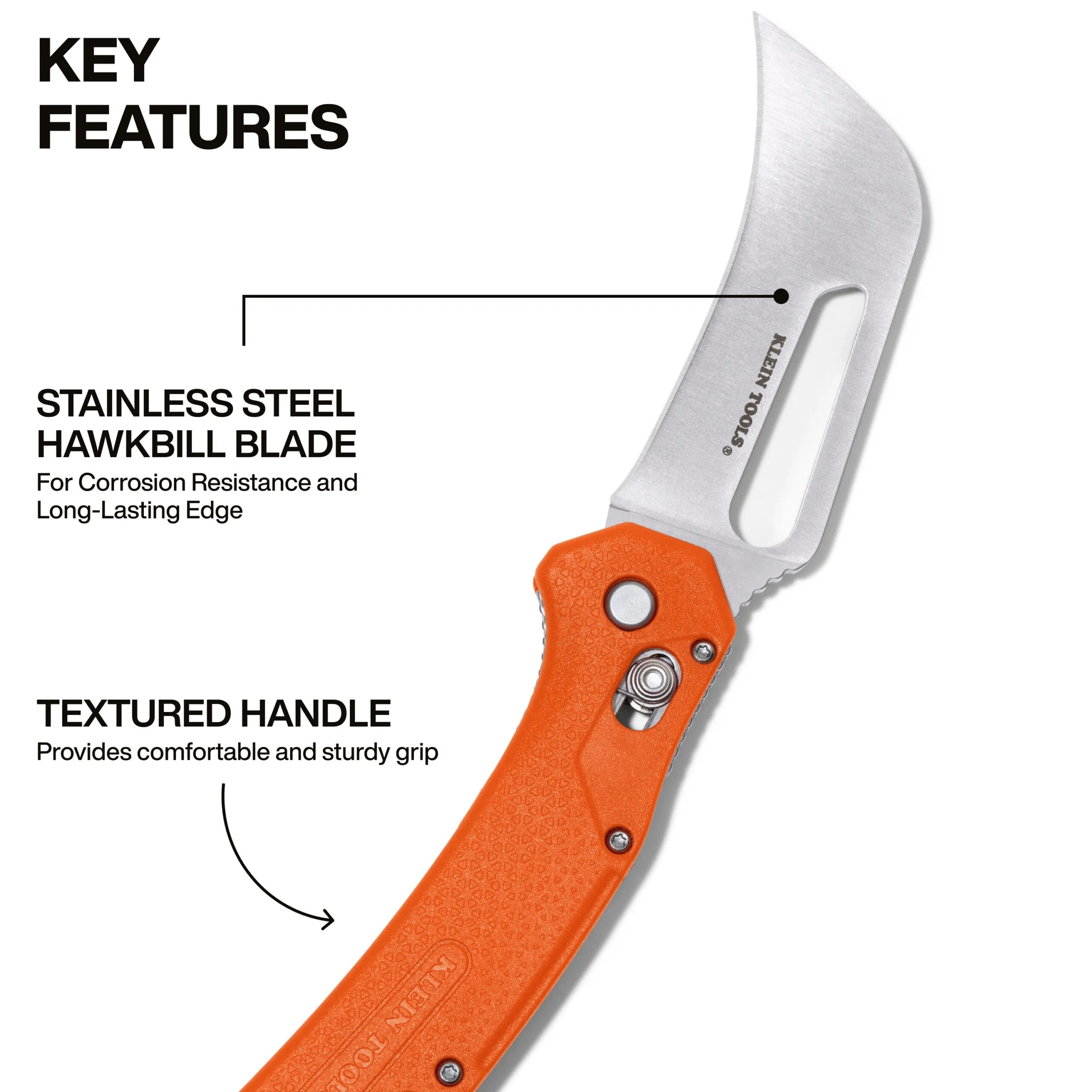 KLEIN TOOLS Pocket Knife, Cable Skinning, Hawkbill Blade 4 KLEIN TOOLS Pocket Knife, Cable Skinning, Hawkbill Blade - Image 4