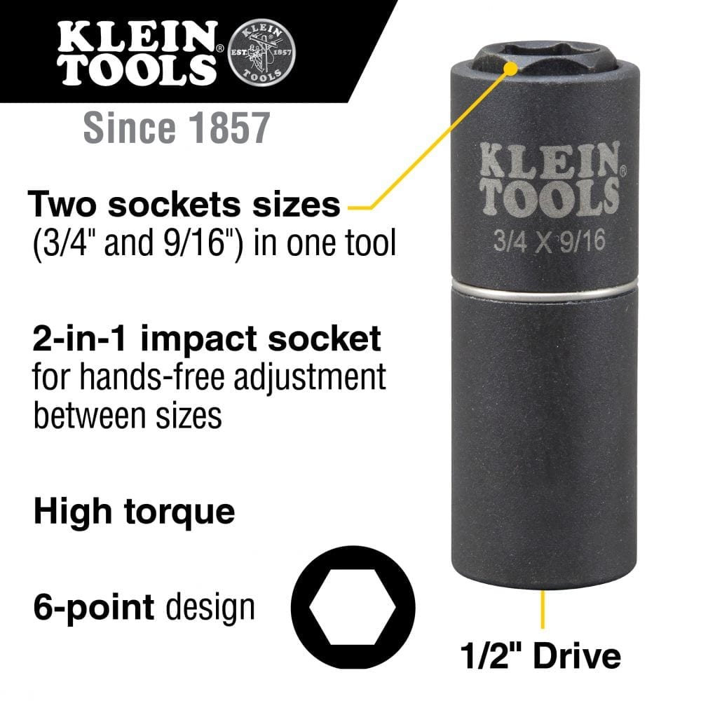 Klein 2-in-1 Impact Sockets, 3/4 and 9/16-Inch 6 Klein 2-in-1 Impact Sockets, 3/4 and 9/16-Inch - Image 6