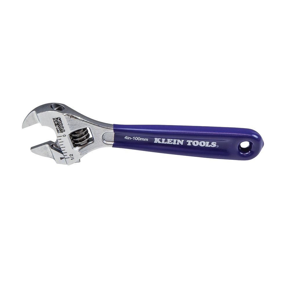 KLEIN TOOLS Slim-Jaw Adjustable Wrench, 4-Inch 1 KLEIN TOOLS Slim-Jaw Adjustable Wrench, 4-Inch