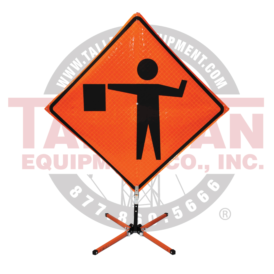 48 x 48 Inch Reflective Roll-Up Sign 2 flagger ahead symbol roll-up sign
