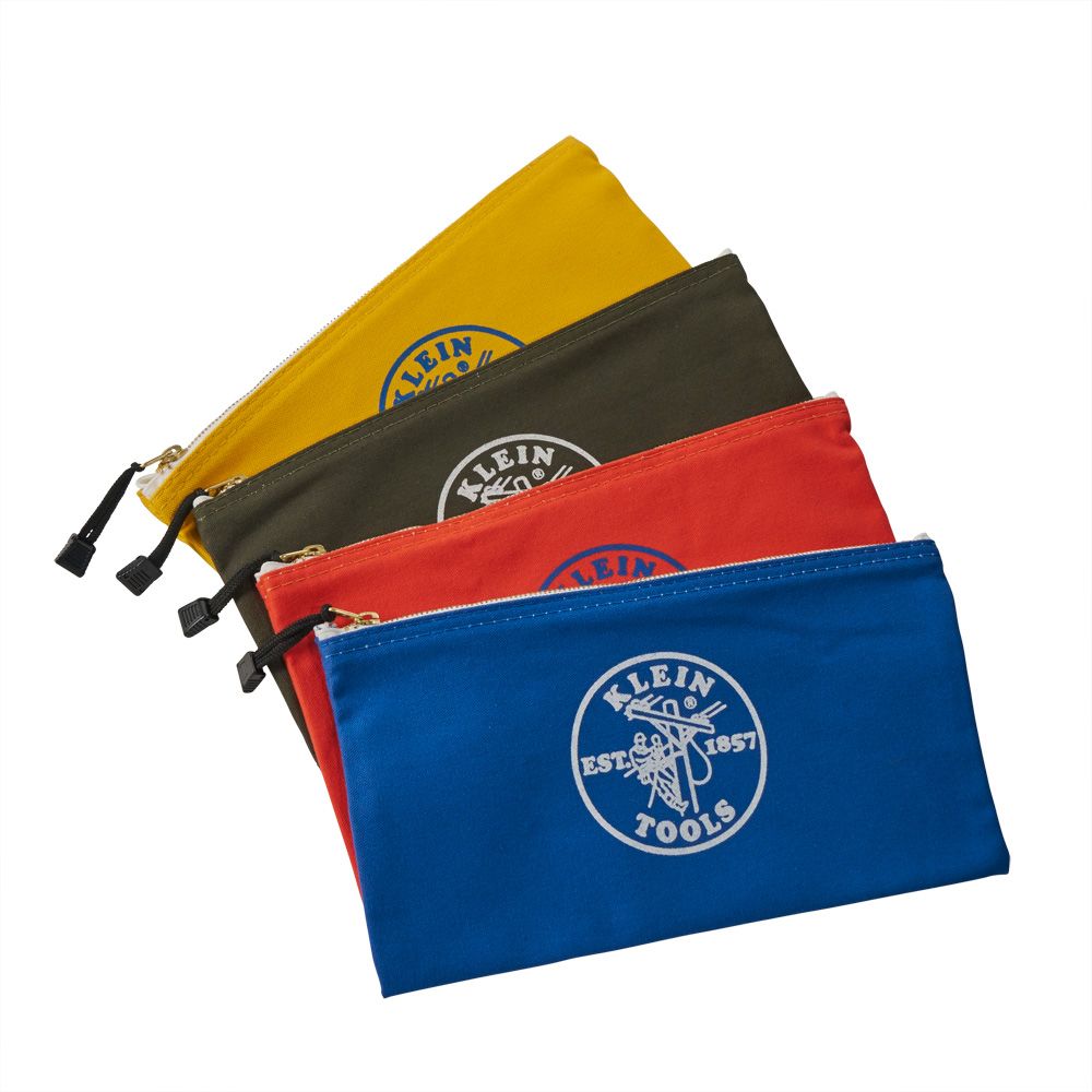 doorboren salami vredig KLEIN TOOLS Zipper Bags, Canvas Tool Pouches Olive/Orange/Blue/Yellow,  4-Pack | Tallman Equipment Company